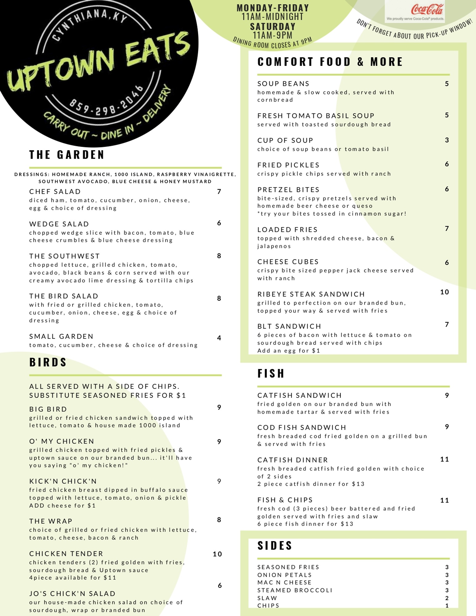 Our Menu Uptown Eats